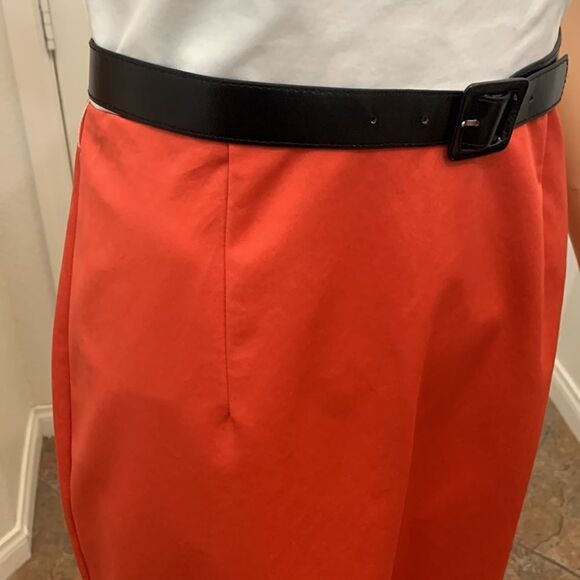 Georgiou Studio Size 2 Orange Cream Scoop Neck Side Zipper Lined Darts Belt - Picture 4 of 11